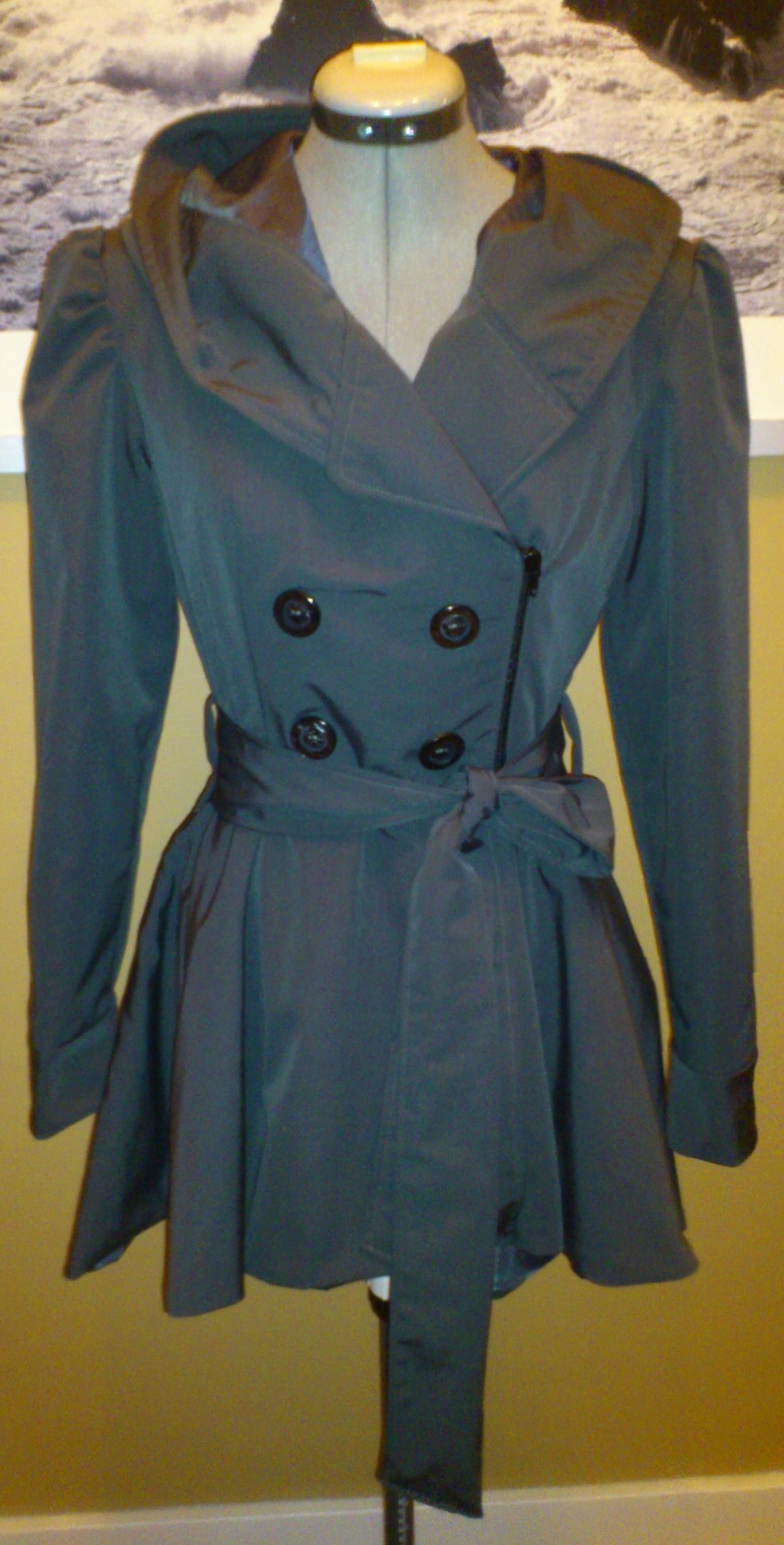 West Coast 'urchin' Hilow Skirted Womens Rain Pea Coat With Removable